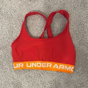 Under Armour Vibrant Red Sports Bra with Orange Band